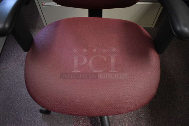 Maroon Office Chair w/ Arm Rests on Casters. 24x22x36. (John N. Hall Tech - Room 122 Office F) - Image 3 of 3