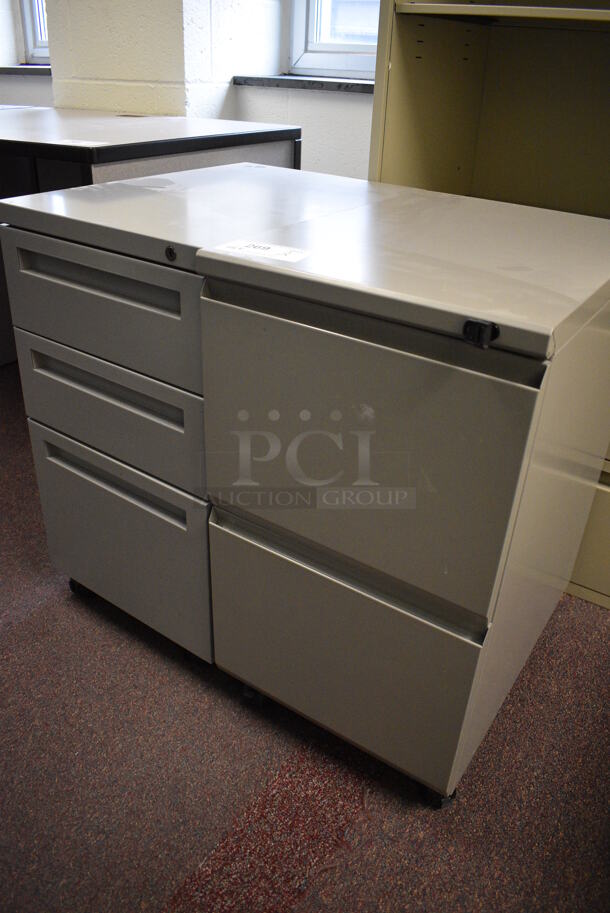 2 Gray Filing Cabinets on Casters; One w/ 3 Drawers and One w/ 2 Drawers. 15x22x28. 2 Times Your Bid! (John N. Hall Tech - Room 122 Office F) - Image 2 of 4
