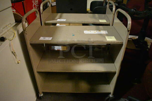 Tan Metal 3 Tier Book Cart on Commercial Casters. 32x15x39. (facilities) - Image 1 of 3