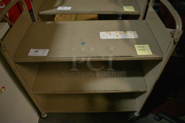 Tan Metal 3 Tier Book Cart on Commercial Casters. 32x15x39. (facilities) - Image 3 of 3