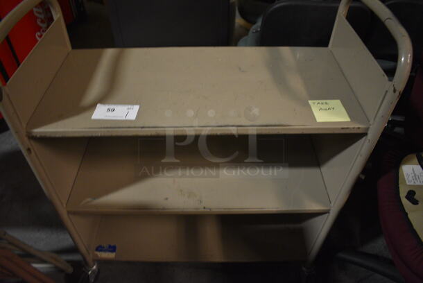 Tan Metal 3 Tier Book Cart on Commercial Casters. 32x15x39. (facilities) - Image 3 of 3