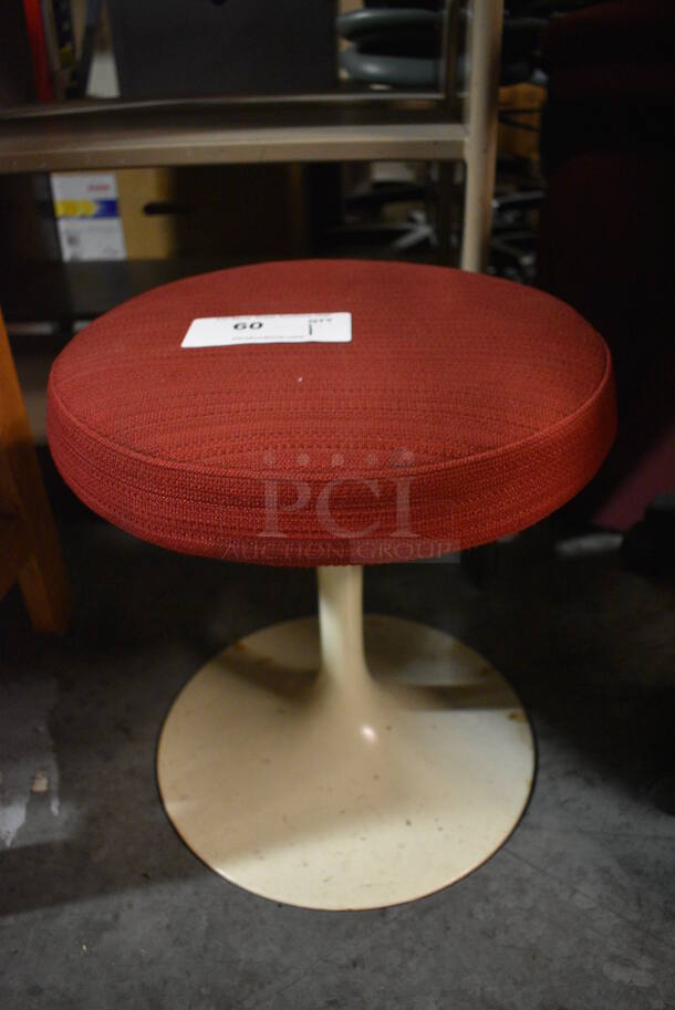 White Metal Foot Rest w/ Red Cushion. 15x15x16. (facilities)