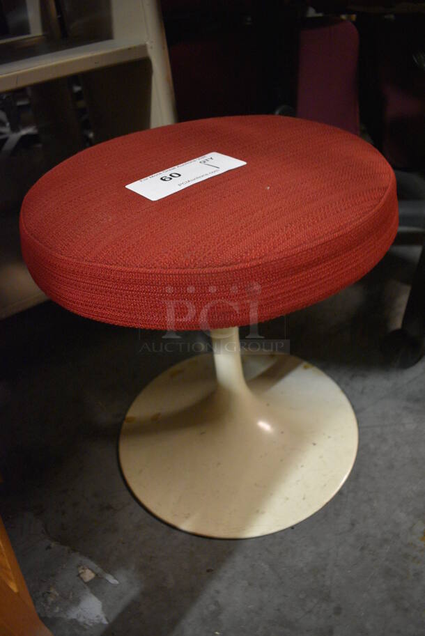 White Metal Foot Rest w/ Red Cushion. 15x15x16. (facilities) - Image 2 of 3