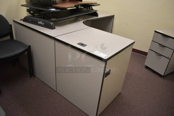 Gray L Shaped Desk. Does Not Come w/ Contents. 60x72x29. (John N. Hall Tech - Room 122 Office C)