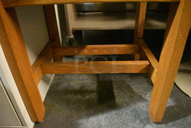 Wood Pattern Foot Rest w/ Green Cushion. 16x15x18. (facilities) - Image 3 of 4