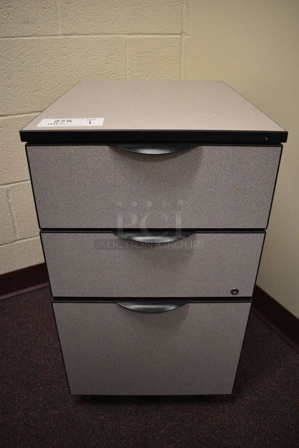 Gray 3 Drawer Filing Cabinet on Casters. 16x22x28. (John N. Hall Tech - Room 122 Office C)