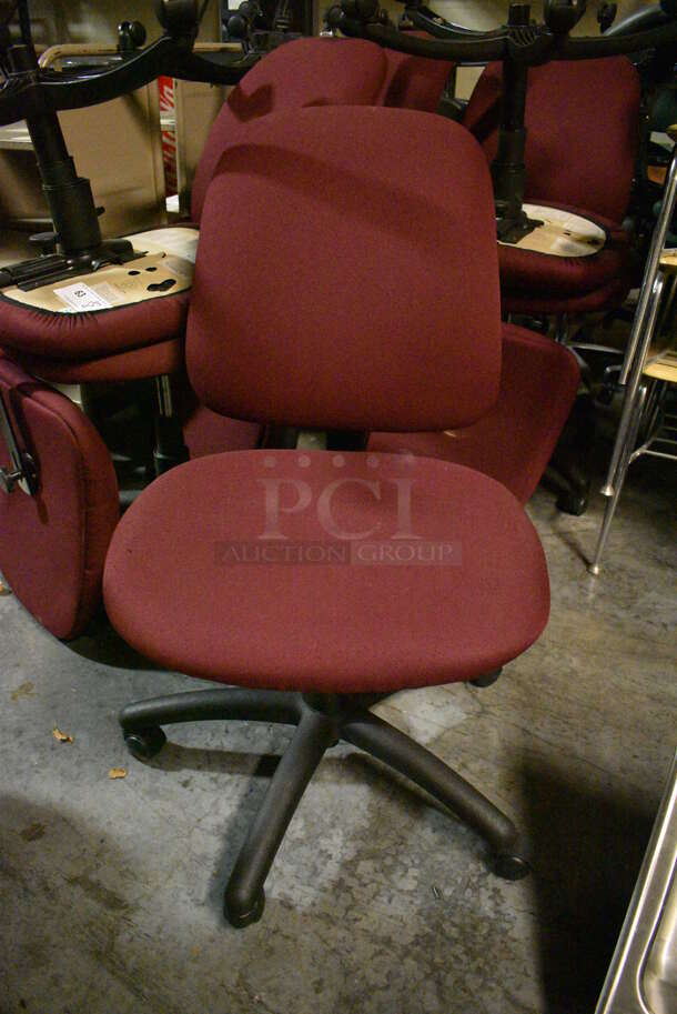 8 Maroon Office Chairs on Casters. 21x21x41. 8 Times Your Bid! (facilities) - Image 3 of 3