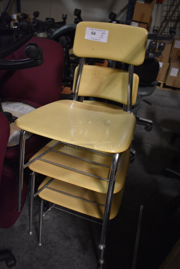 3 Yellow and Chrome Finish Metal Chairs. 17x17x31. 3 Times Your Bid! (facilities) - Image 2 of 3