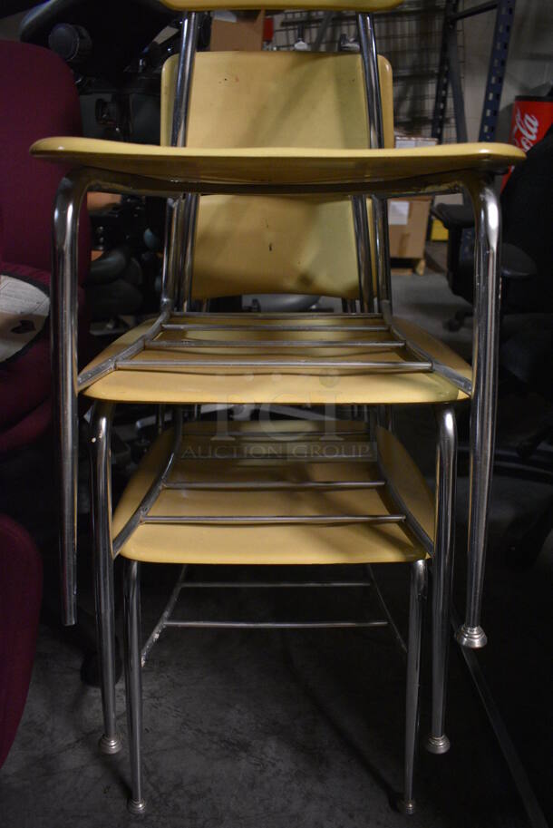3 Yellow and Chrome Finish Metal Chairs. 17x17x31. 3 Times Your Bid! (facilities) - Image 3 of 3