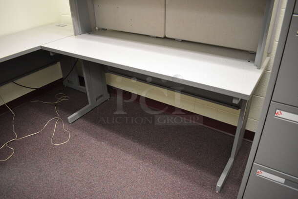 Gray U Shaped Desk w/ 2 Cabinets. 96x84x64. (John N. Hall Tech - Room 122 Office B) - Image 5 of 5
