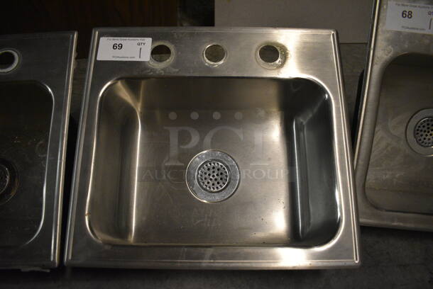 Stainless Steel Single Bay Drop In Sink. 19x17.5x12. (facilities)