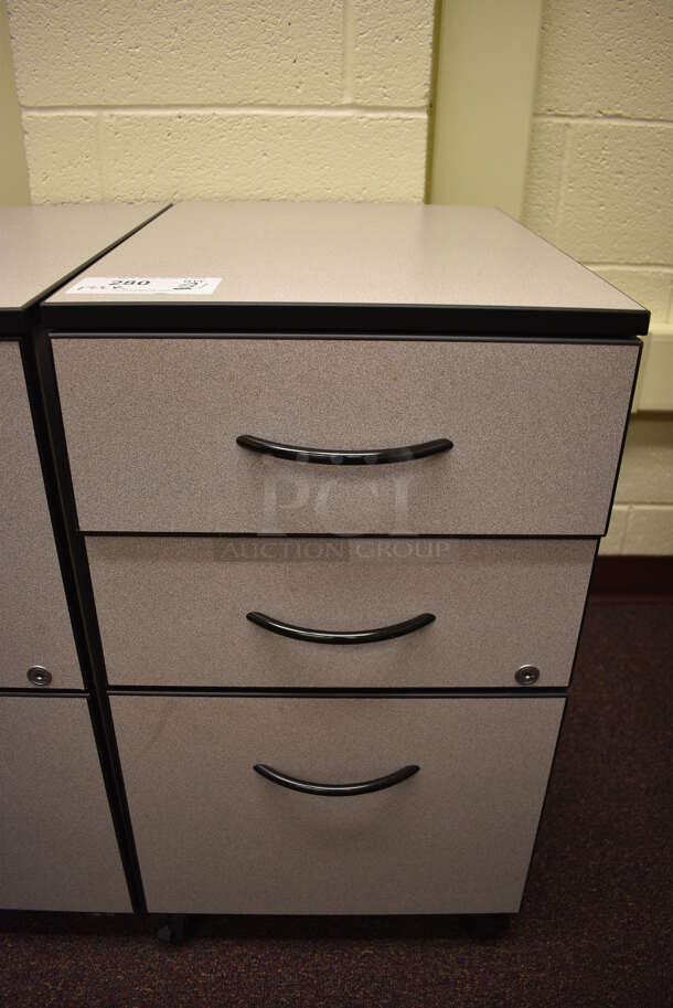 Gray 3 Drawer Filing Cabinet on Casters. 16x22x28. (John N. Hall Tech - Room 122 Office K)