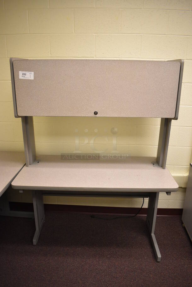 Gray Desk w/ Cabinet. 48x24x64. (John N. Hall Tech - Room 122 Office K)