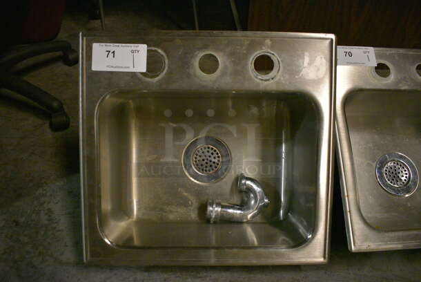 Stainless Steel Single Bay Drop In Sink. 19x17.5x12. (facilities)