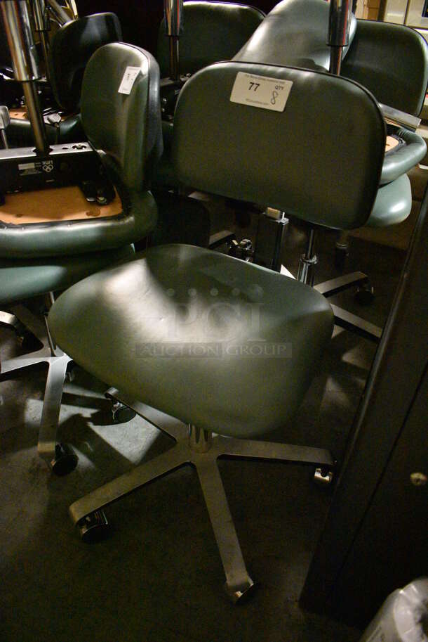 8 Green Chairs on Casters. 18x18x32. 8 Times Your Bid! (facilities) - Image 2 of 3