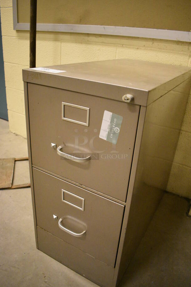 Tan Metal 2 Drawer Filing Cabinet. 15x30x30. (John N. Hall Tech - Room 121) - Image 2 of 3