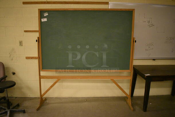 Green Chalkboard w/ Wood Pattern Frame. 75x20x77. (John N. Hall Tech - Room 121) - Image 1 of 3