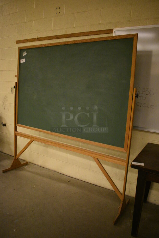 Green Chalkboard w/ Wood Pattern Frame. 75x20x77. (John N. Hall Tech - Room 121) - Image 2 of 3