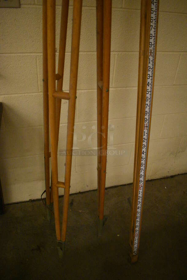 2 Wood Pattern Survey Tools; Tripod and Measuring Stick. 72", 89". 2 Times Your Bid! (John N. Hall Tech - Room 121) - Image 3 of 3