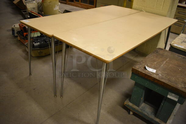 2 Wood Pattern Tables. 72x24x29. 2 Times Your Bid! (John N. Hall Tech - Room 121) - Image 2 of 3