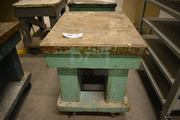 Wood Pattern Kiln Cart on Casters. 18.5x25x22. (John N. Hall Tech - Room 121)