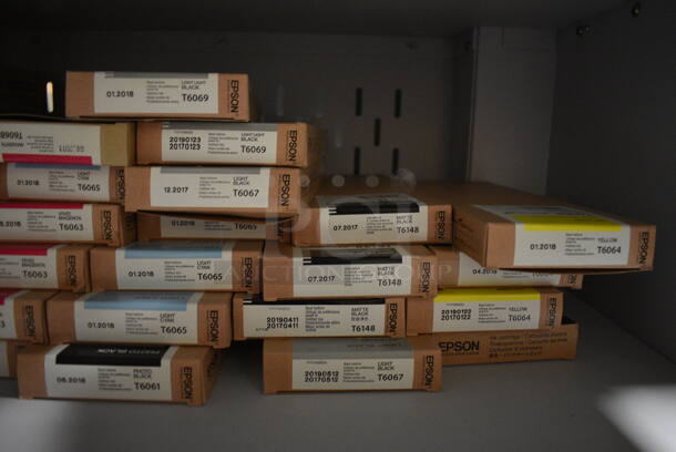 Epson Model Stylus Pro 4800 Flor Style Printer w/ 30 Ink Boxes and 2 Door Cabinet. 33x31x41. (facilities) - Image 8 of 12