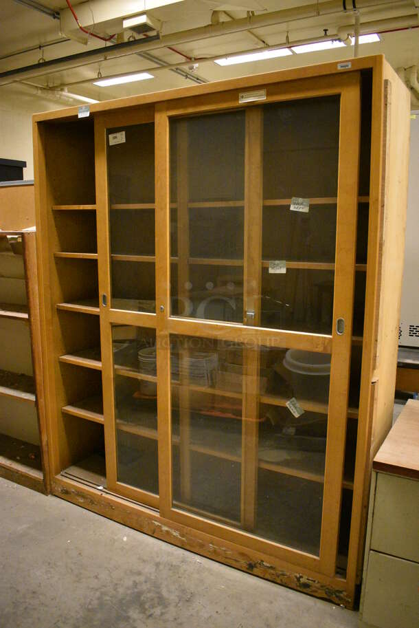Wood Pattern 2 Door Cabinet w/ 5 Shelves. 70x23x84. (John N. Hall Tech - Room 121)