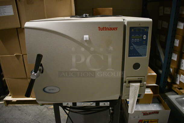2014 Tuttnauer Model 3870EA Metal Commercial Countertop Autoclave Steam Sterilizer on Black 2 Tier Cart. 230 Volts, 1 Phase. 26x41x20, 18x24x26. (facilities) - Image 2 of 8