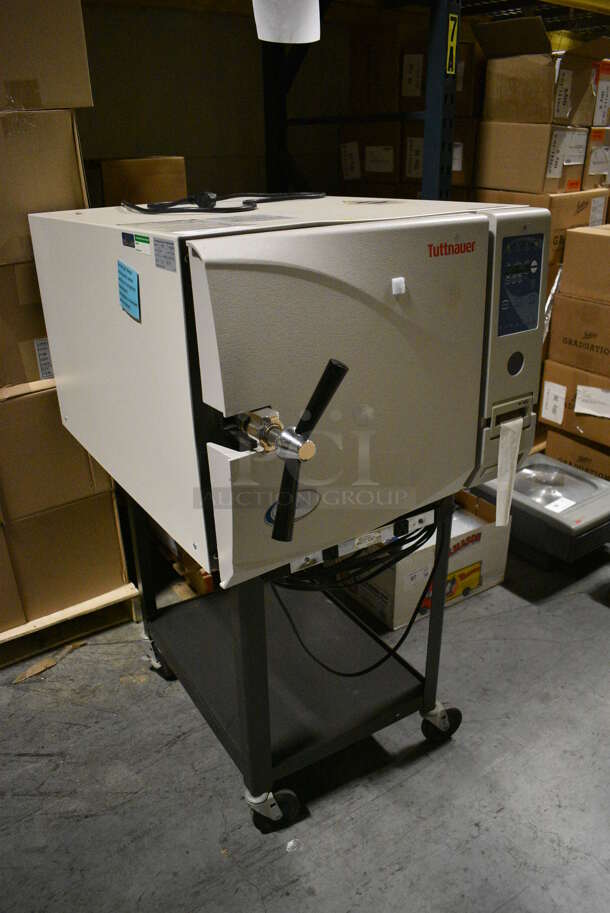 2014 Tuttnauer Model 3870EA Metal Commercial Countertop Autoclave Steam Sterilizer on Black 2 Tier Cart. 230 Volts, 1 Phase. 26x41x20, 18x24x26. (facilities) - Image 4 of 8