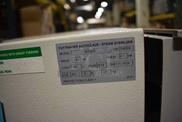 2014 Tuttnauer Model 3870EA Metal Commercial Countertop Autoclave Steam Sterilizer on Black 2 Tier Cart. 230 Volts, 1 Phase. 26x41x20, 18x24x26. (facilities) - Image 5 of 8