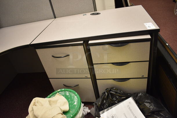 Gray L Shaped Desk w/ 2 Filing Cabinets. Does Not Include Contents/Additional Items Shown In Picture. 96x66x44. (Whitaker Hall - Room 132) - Image 2 of 4