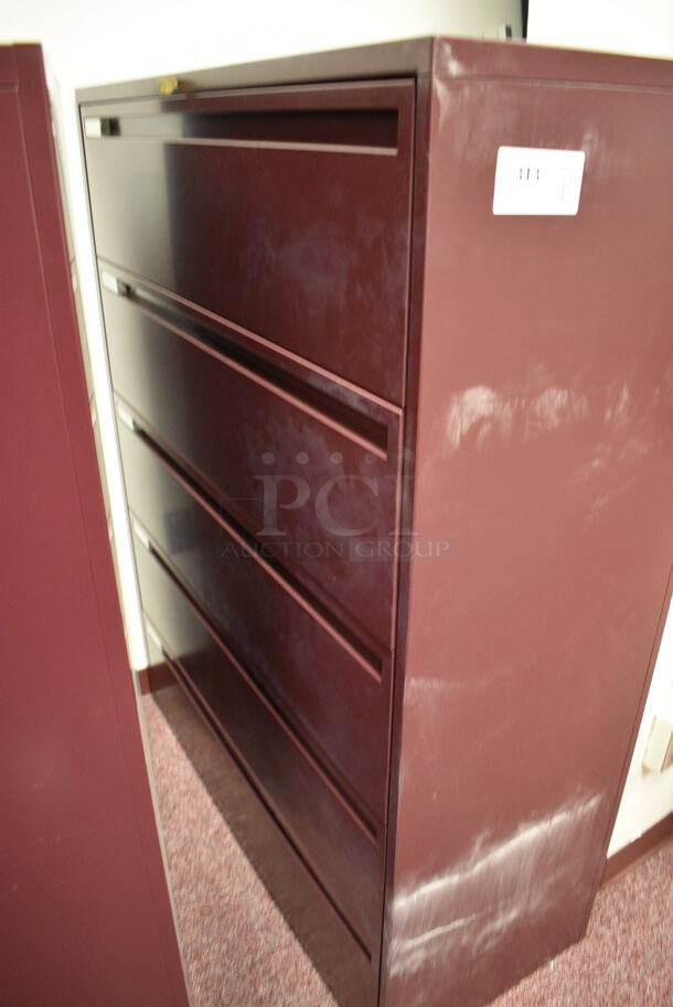 Maroon Metal 5 Drawer Filing Cabinet. 42x18x56. (Whitaker Hall - Room 132) - Image 2 of 3