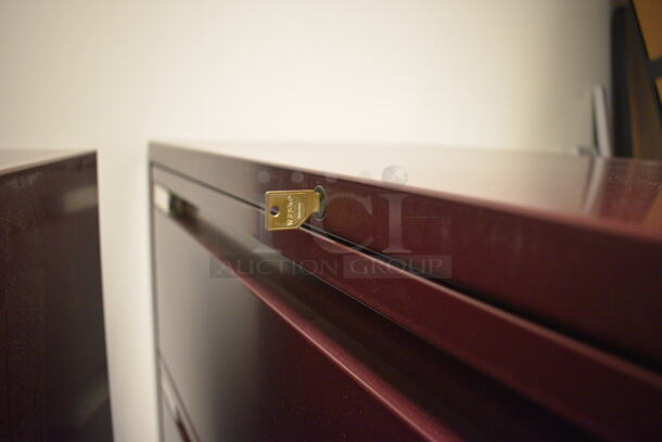 Maroon Metal 5 Drawer Filing Cabinet. 42x18x56. (Whitaker Hall - Room 132) - Image 3 of 3