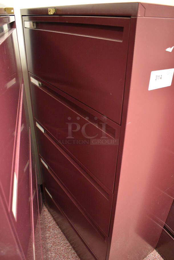 Maroon Metal 5 Drawer Filing Cabinet. 30x18x56. (Whitaker Hall - Room 132) - Image 2 of 2
