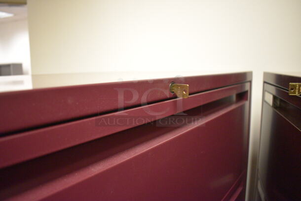 Maroon Metal 5 Drawer Filing Cabinet. 36x18x56. (Whitaker Hall - Room 132) - Image 3 of 3
