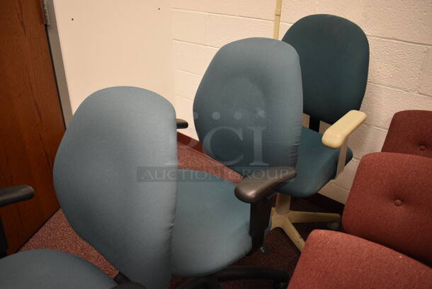 3 Blue Office Chairs w/ Arm Rests on Casters. 23x22x40. 3 Times Your Bid! (Whitaker Hall - Room 132 - Office A) - Image 3 of 3