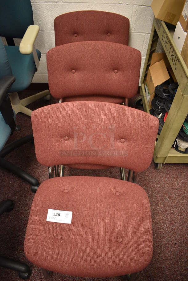 3 Maroon Chairs w/ Chrome Finish Frame. 21x19x29. 3 Times Your Bid! (Whitaker Hall - Room 132 - Office A) - Image 3 of 3