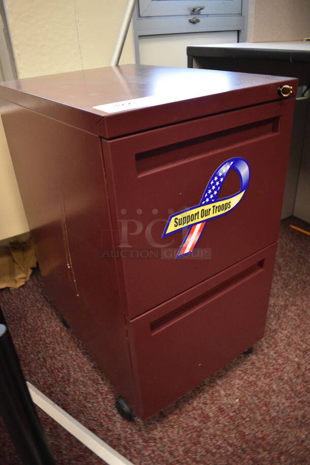 Maroon Metal 2 Drawer Filing Cabinet. 15x22x28. (Whitaker Hall - Room 132 - Office B) - Image 2 of 3