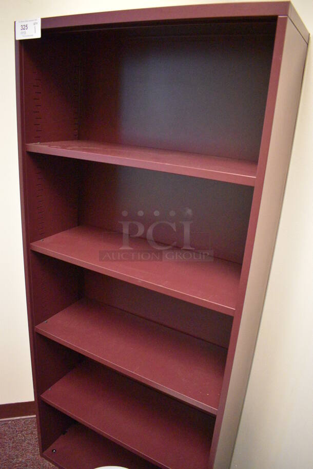 Maroon Metal Bookshelf. 30x12x67. (Whitaker Hall - Room 132 - Office B) - Image 2 of 3