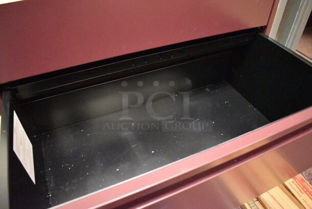 Maroon Metal 5 Drawer Filing Cabinet. 30x18x56. (Whitaker Hall - Room 132 - Office B) - Image 4 of 4
