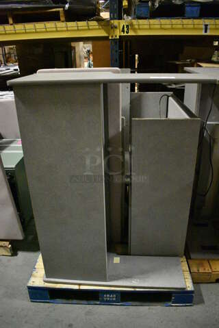 ALL ONE MONEY! PALLET LOT Includes Desk and Overhead Cabinet! Includes 47x16x34. (facilities)