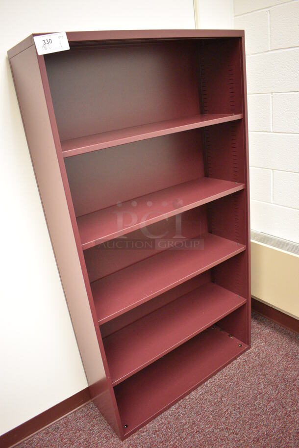 Maroon Metal 5 Tier Bookshelf. 36x12x67. (Whitaker Hall - Room 132 - Office C) - Image 2 of 3