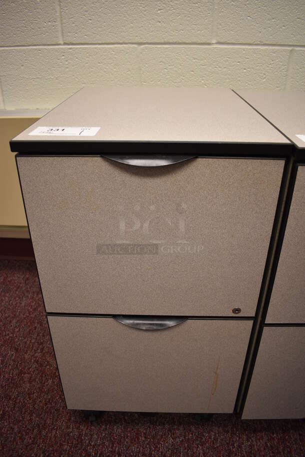Gray 2 Drawer Filing Cabinet on Casters. 16x21x28. (Whitaker Hall - Room 132 - Office C)