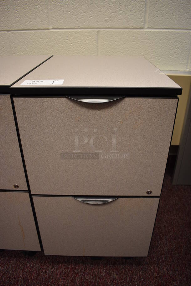 Gray 2 Drawer Filing Cabinet on Casters. 16x21x28. (Whitaker Hall - Room 132 - Office C)