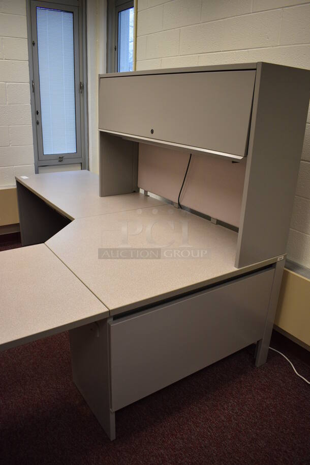 Gray L Shaped Desk w/ Cabinet. 102x102x66. (Whitaker Hall - Room 132 - Office C) - Image 3 of 4