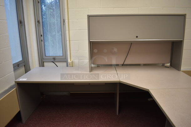 Gray L Shaped Desk w/ Cabinet. 102x102x66. (Whitaker Hall - Room 132 - Office C) - Image 4 of 4