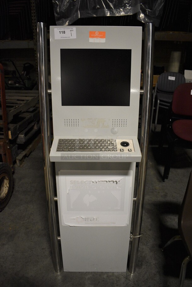 White Metal Floor Style Monitor and Keyboard. 22x24x60. (facilities) - Image 1 of 7