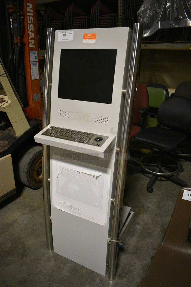 White Metal Floor Style Monitor and Keyboard. 22x24x60. (facilities) - Image 2 of 7