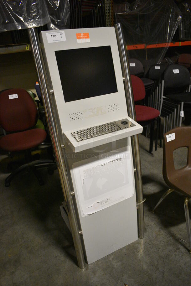 White Metal Floor Style Monitor and Keyboard. 22x24x60. (facilities) - Image 3 of 7