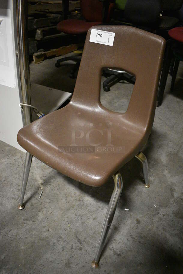 Brown Poly Chair on Chrome Finish Legs. 18x20x30. (facilities) - Image 2 of 2